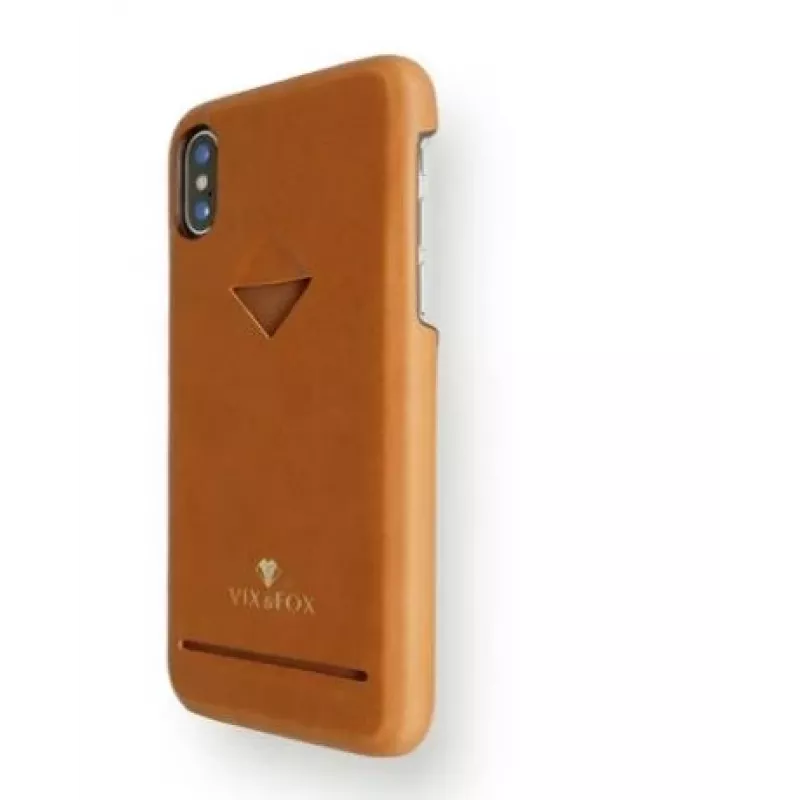 Kartenfach-Rückenschale VixFox für iPhone XSMAX – karamellbraun, Rückseitenhülle mit Kartenfach