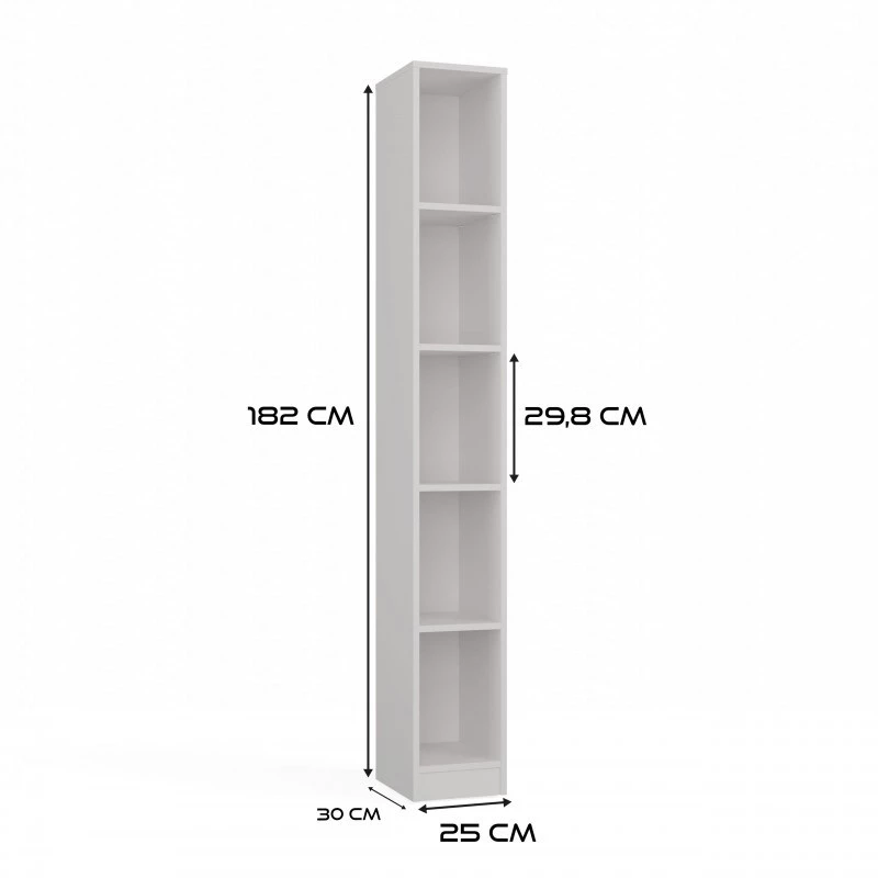 top e shop Bücherregal REGAŁ R25 25 cm Weiß – einteiliges Bücherregal