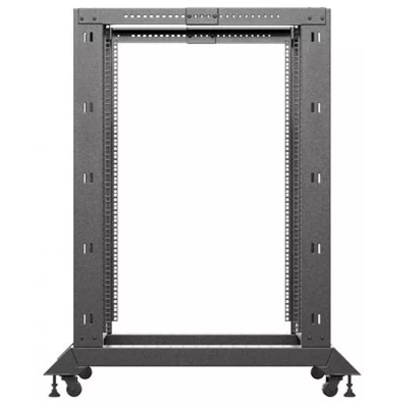 Lanberg Open Rack 22U Schwarz (22HE, 19-Zoll-Rack), Serverrack, Schwarz