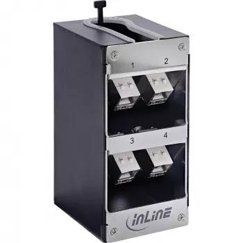 InLine 76203N Keystone Patchpanel, 4-Port Cat.6A, Wand-/DIN-Schienenmontage