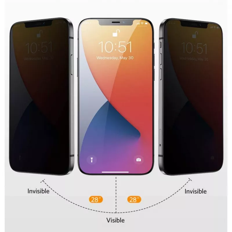 NEVOGLASS 3D PRIVACY, Schutzfolie transparent, iPhone 17 Pro / 16 Pro