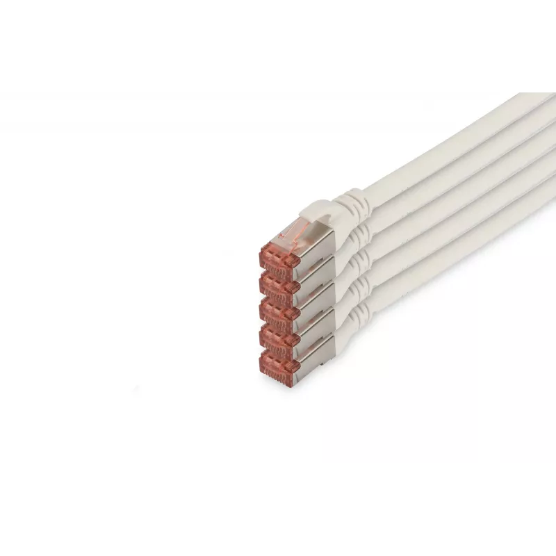 DIGITUS CAT6 S/FTP Patchkabel, 10 m, Weiß, 5er-Pack