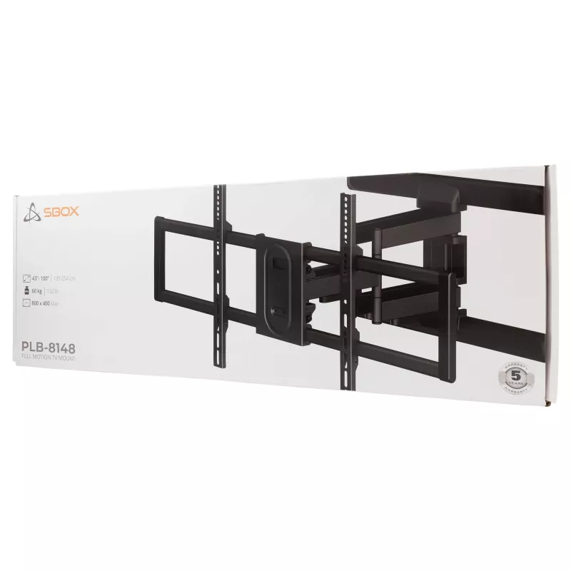 SBOX PLB-8148 neigbare und schwenkbare TV-Wandhalterung, 43-100 Zoll, 60 kg, VESA 800x400