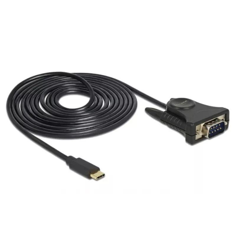Delock 62964 USB-C auf Seriell DB9 RS-232 Adapter, 1,8 m, Schwarz