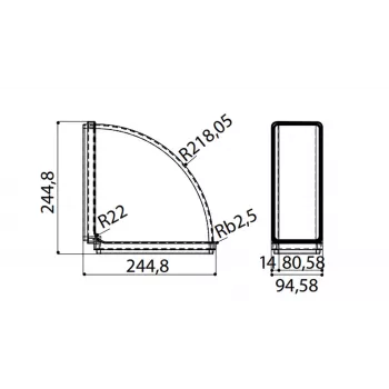 Faber Curve CRO 90 – 90°-Bogen für rechteckigen Abluftkanal 220 x 90 mm
