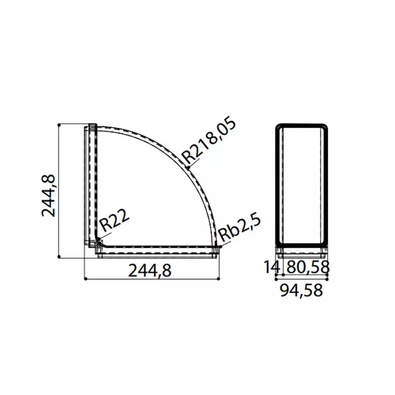 Faber Curve CRO 90 – 90°-Bogen für rechteckigen Abluftkanal 220 x 90 mm