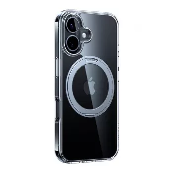 Schutzhülle für Smartphones Torras Ostand Pro für iPhone 16, transparent, schlanke Passform, unterstützt kabelloses Laden