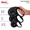Rollleine Flexi Classic 5 m Schwarz für mittelgroße Hunde, Schnur, max. Belastung 20 kg, reflektierende Elemente