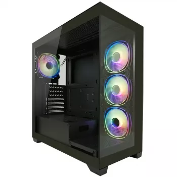LC-Power Gehäuse MidiTower 715B schwarz USB3.2/Audio o.Netzteil SEAMLESS_X (LC-715B-ON)