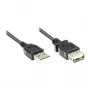 Verlängerung USB 2.0 Stecker A auf Buchse A, schwarz, 15 cm, Good Connections® (2511-OF01S)