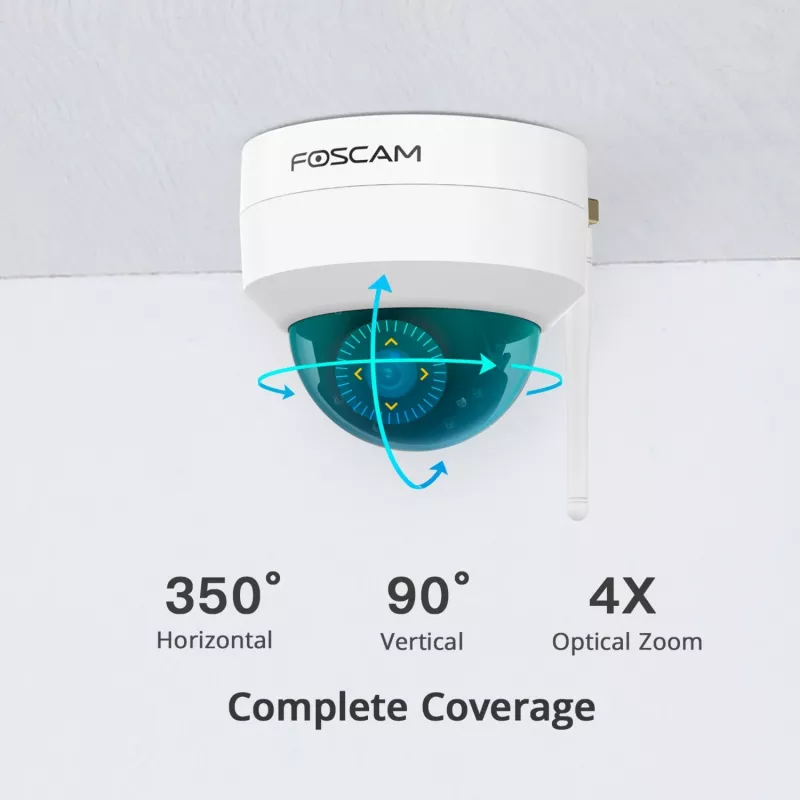 Foscam D4Z IP-Überwachungskamera für außen, 4 MP, 1536p, WLAN AC, LAN, Weiß