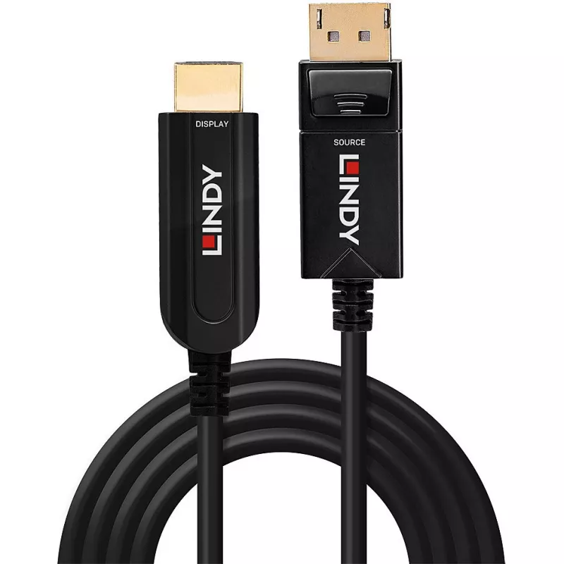Lindy 30 m Glasfaser-Hybrid-DisplayPort-1.2-auf-HDMI-18G-Kabel
