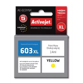 Activejet AE-603YNX Tinte (Ersatz für Epson 603XL T03A44; Supreme; 14 ml; gelb)