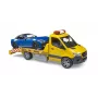 Bruder MB Sprinter Autotransporter mit Light & Sound Modul, orange/blau, inkl. Roadster