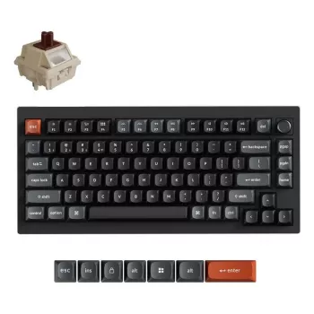 Mechanische Tastatur Keychron V1 Ultra 8K — 75 % QWERTY, Bluetooth, Kabelgebunden, RGB, Schwarz