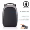 XD Design Bobby Hero Regular P705.292 Anti-Diebstahl-Rucksack, 15,6-Zoll-Laptop, 12,9-Zoll-Tablet, 16 l, USB-Ladeanschluss, RFID-Tasche, Grau