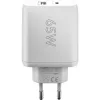 USB-C Dual-Schnellladegerät, PD, GaN, 65 Watt (Weiß, 1x USB-C, 1x USB-A, Power Delivery)