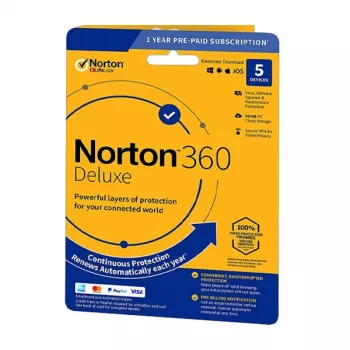 Norton 360 Deluxe | 5 Geräte | 1 Jahr | 50 GB Cloud-Speicher | EU | KEIN ABO |