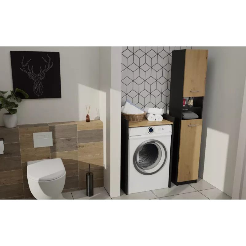 Top e Shop POLA Waschraum-Schrank für Waschmaschine – Anthrazit / Artisan Eiche