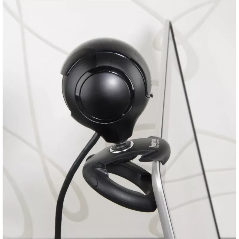 Hama 00053950 Spy Protect HD Webcam, 1,3 MP, 1280 x 720, 30 fps, integriertes Mikrofon, USB 2.0, Schwarz