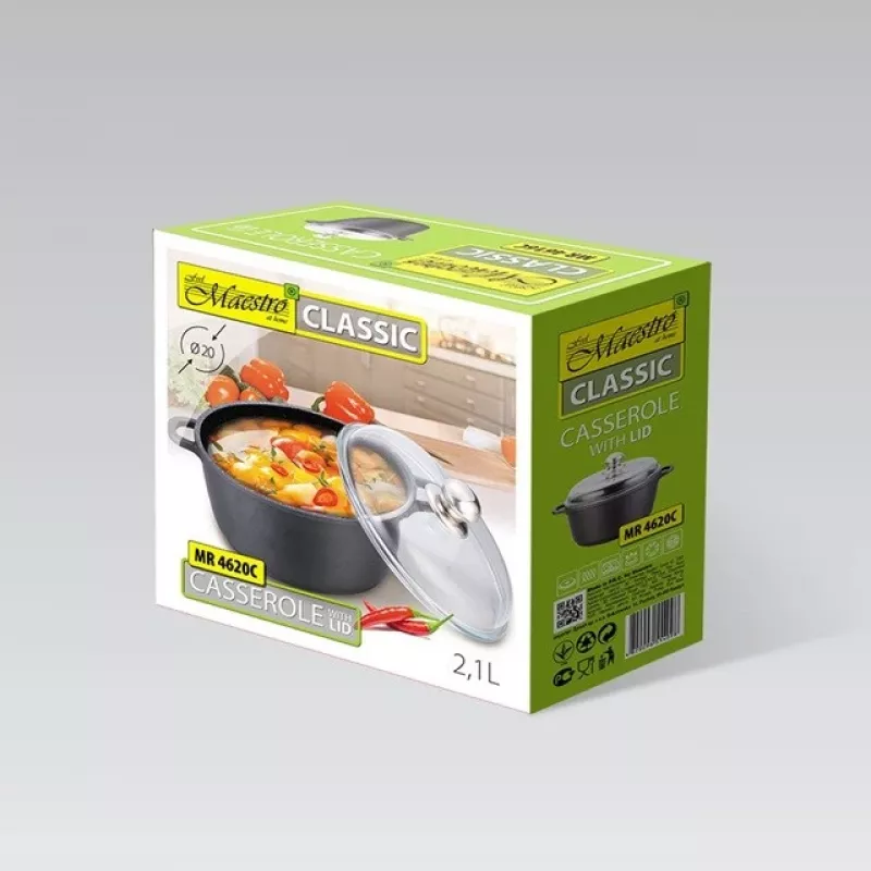 Maestro MR-4620C Topf mit Deckel 20 cm 2,1 l Schwarz