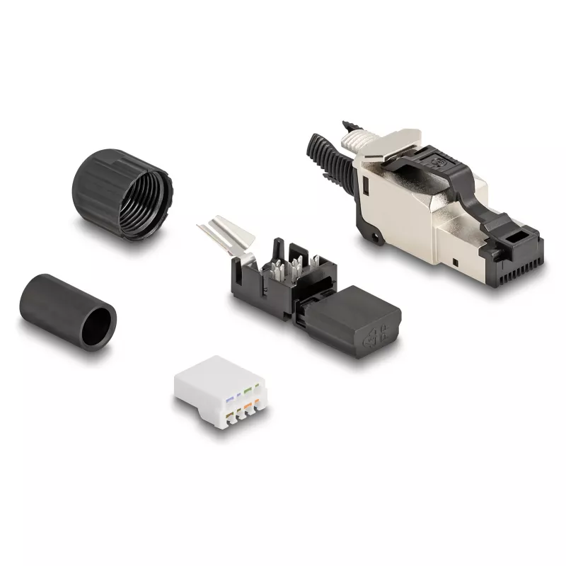 DeLOCK 86017 Kabelverbinder RJ45/LSA Schwarz Silber Stecker