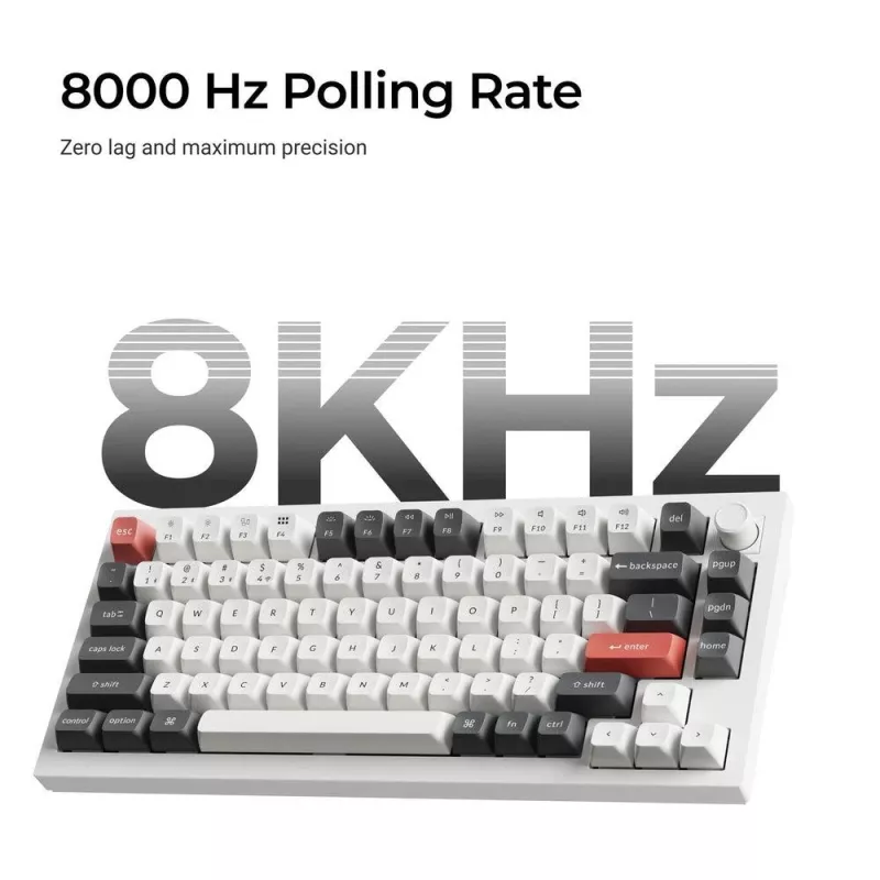 Mechanische Tastatur Keychron Q1 Ultra 8K — 75% Form, USB + RF Wireless + Bluetooth, RGB LED, Schwarz