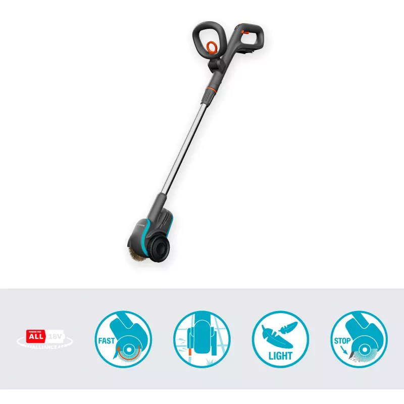Gardena 14820-55 EasyWeed 1800/18V P4A solo Akku-Fugenbürste Unkrautentferner, ohne Akku und Ladegerät, grau/türkis