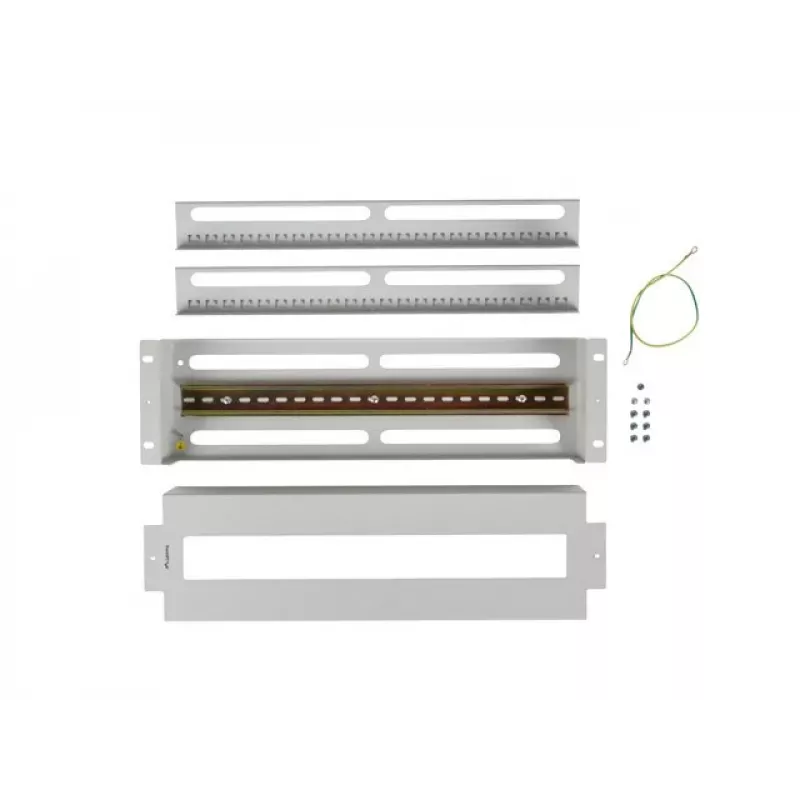 Lanberg AK-VDP103-S 19-Zoll 3U Spannungsverteilerpanel mit DIN TS-35 Schiene, Grau