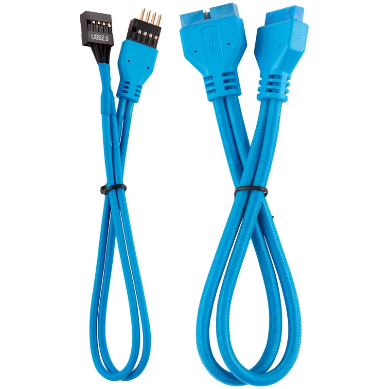 Corsair Premium Sleeved Frontpanel-Kabel-Verlängerungskit, blau