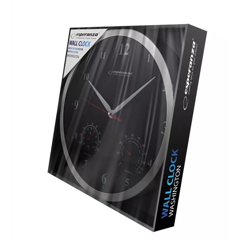 Esperanza Washington EHC008K mechanische Wanduhr, rund, schwarz
