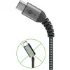 Goobay 49296 USB-C-auf-USB-A-Textilkabel mit Metallsteckern, 1 m, Space Grey/Silber