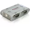 Delock 87414 USB 2.0 auf 4x Seriell RS-232 Adapter, inkl. 1 m Verlängerungskabel, Silber