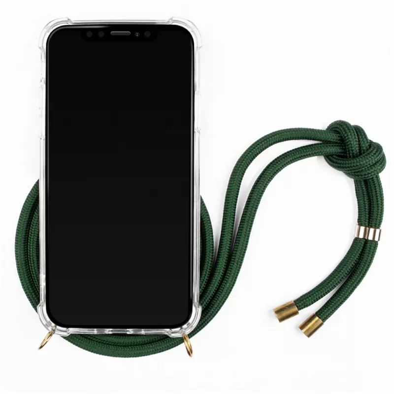 Telefon-Halskettenhülle Lookabe für iPhone X / Xs — Gold mit grünem Band