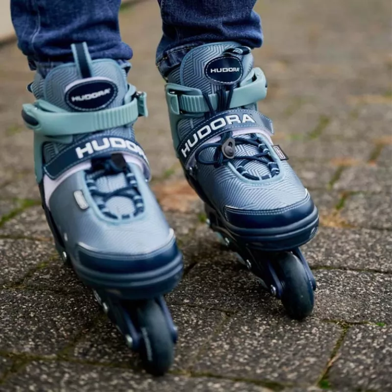 Inline-Skates HUDORA Leon 2.0, verstellbare Größe 29–32, blau/grau