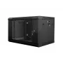 Lanberg WF01-6406-10B 19-Zoll-Wandschrank, 6U, 600x450x368 mm, Glastür, 60 kg, Schwarz