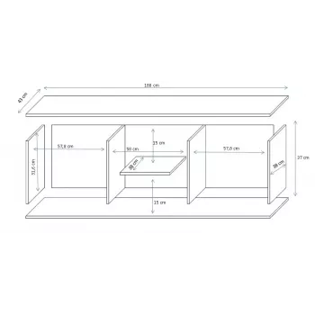 Cama TV-Ständer SOHO 180 weiß/grau glänzend