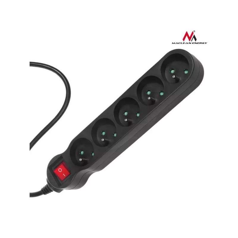Power extension MACLEAN MCE183 — 1.4 m Kabel, 5 Type F AC outlets, Indoor, 2300 W
