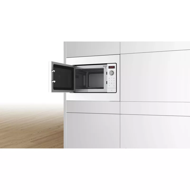 Einbau-Mikrowelle solo Bosch BFL523MW3, 800 W, 20 L, weiß, Touch- und Drehregler