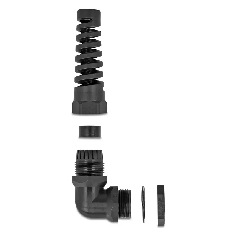 DeLOCK Kabelverschraubung 90° gewinkelt PG21 schwarz Zugentlastung