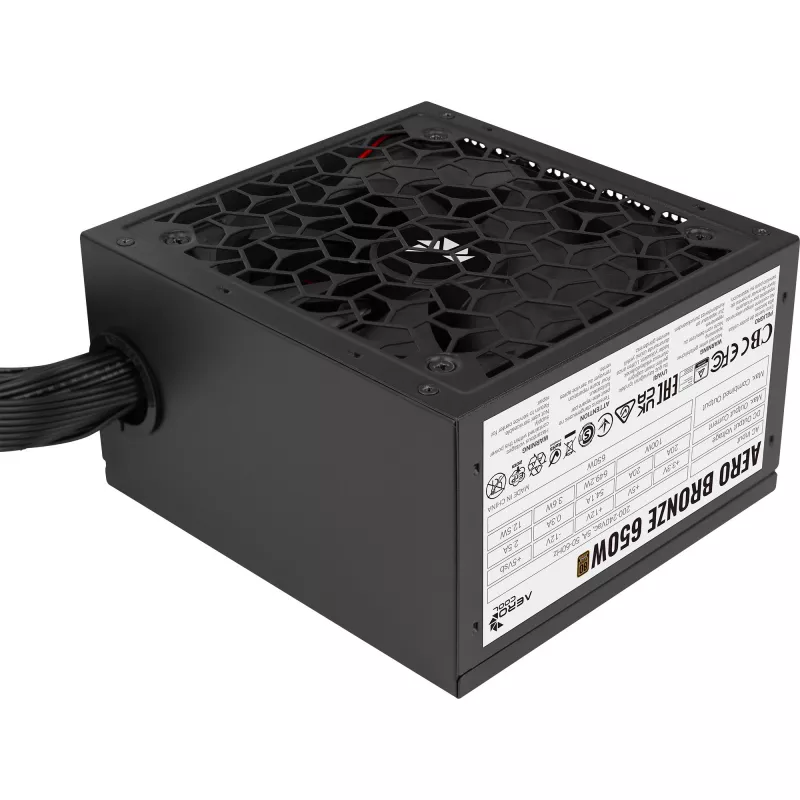 Aerocool AERO BRONZE 650W V2 ATX-Netzteil ACPB-AR65AEC.12, 80 PLUS Bronze, aktive PFC, schwarz