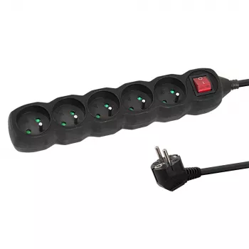 Power-Verlängerung ESPERANZA ELK215K – 3 m Kabel, 5 Typ-E-Schutzkontaktsteckdosen, für den Innenbereich, schwarz