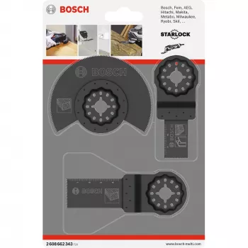 Bosch 2 608 662 343 Starlock Holz-Basis-Set, 3-teilig, Multitool-Sägeblätter