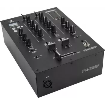 DJ-Mixer Omnitronic PM-222P 2-Kanal mit Player, kompakter 2-Kanal-Mixer mit integriertem Mediaplayer
