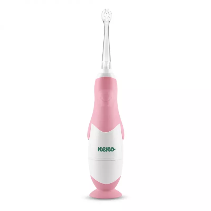 Elektrische Zahnbürste neno Denti Pink für Kinder — vibrierend, weiche Borsten, AAA-Batterie, 2‑Minuten-Timer