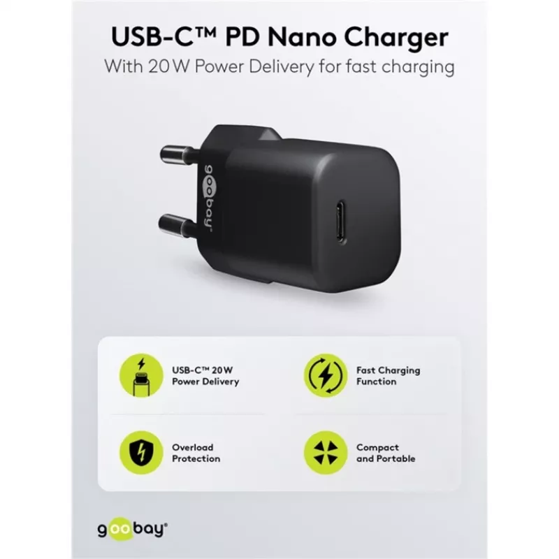 Mobilgeräte-Ladegerät Goobay 65403 Universal Schwarz AC-Schnellladung