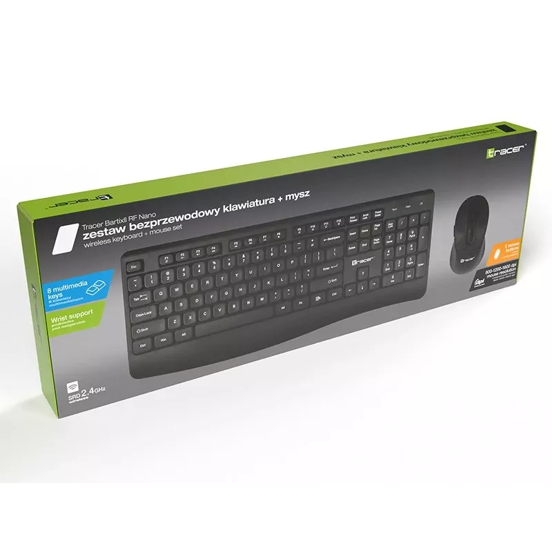 Tracer Bartix II RF Nano kabelloses Tastatur-Maus-Set, 2,4 GHz, Schwarz