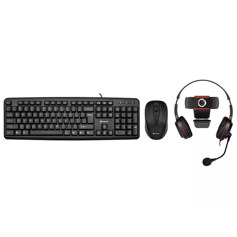 Tracer 4in1 Multi Office Set 46695: USB-Tastatur, kabellose Maus, Webcam, Kopfhörer