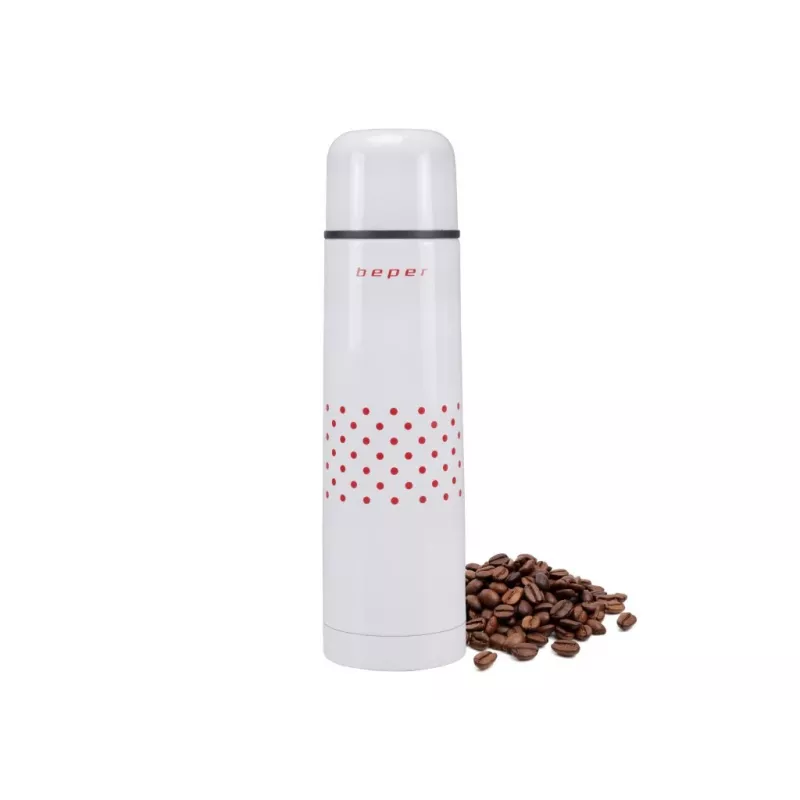 Beper BI.504 Isolierflasche 500 ml, Edelstahl, mit Becher, rot gepunktet