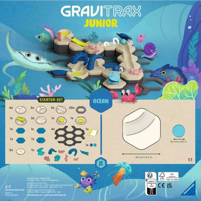 Murmelbahn Starterset Ravensburger GraviTrax Junior S Ocean – modulares Schienensystem für Kinder
